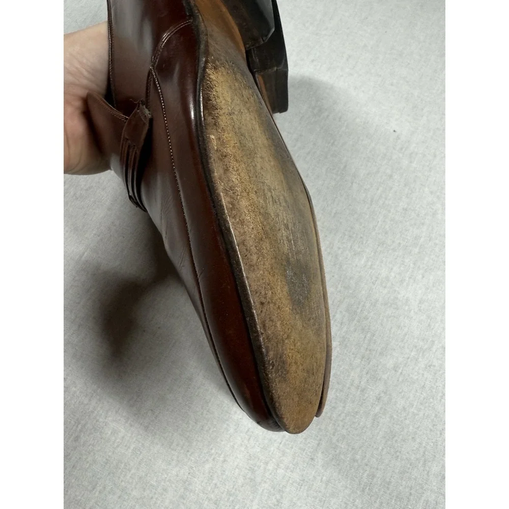 Barker England Penny Loafers Sz‎ 9/8UK Burgundy Leather Vintage Dress Shoes